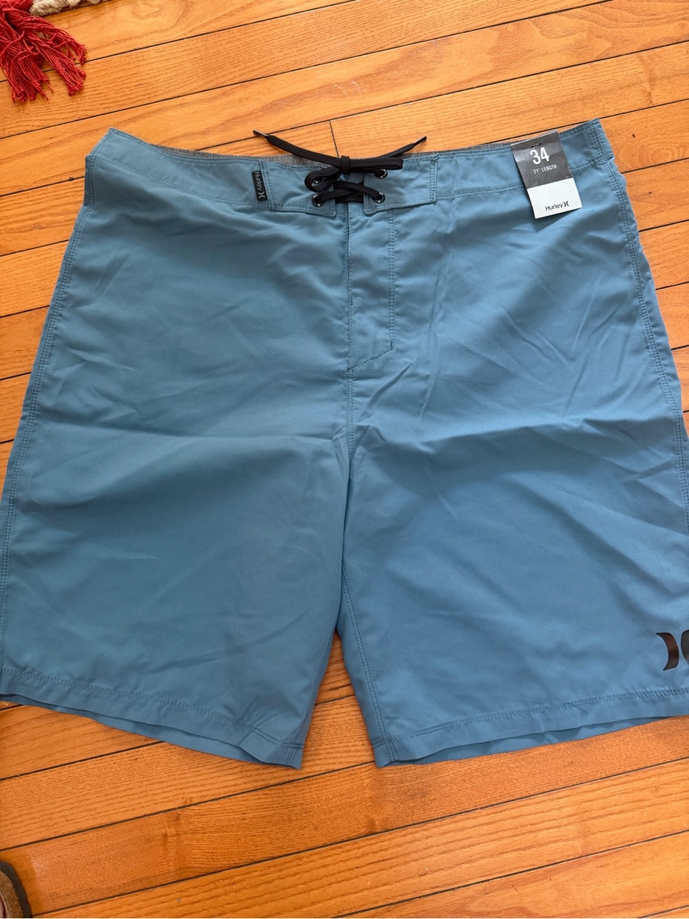 Hurley Men’s Dusty Blue Board Shorts with Black Lace-up Waist size 34 NWT